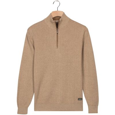 Baileys Trui Half Zip Allover Two-Tone Fine Texture Camel / male Baileys Trui Half Zip Allover Two-Tone Fine Texture Camel / male