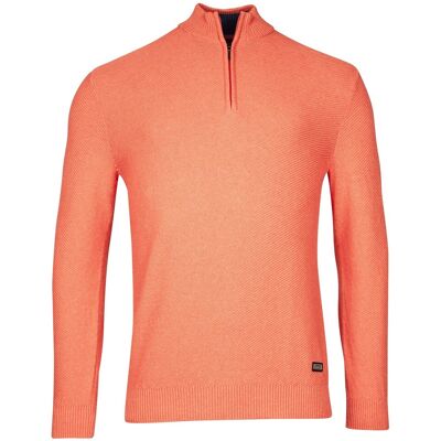 Baileys Trui Diagonal Structure Knit Uni Color Half Zip Collar Light Coral / male Baileys Trui Diagonal Structure Knit Uni Color Half Zip Collar Light Coral / male