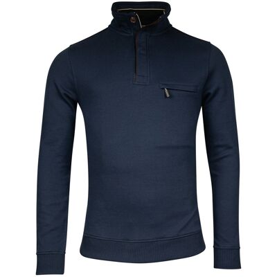 Baileys Trui Half Zip Allover Honeycomb Piqué Sweat Dark Blue / male Baileys Trui Half Zip Allover Honeycomb Piqué Sweat Dark Blue / male