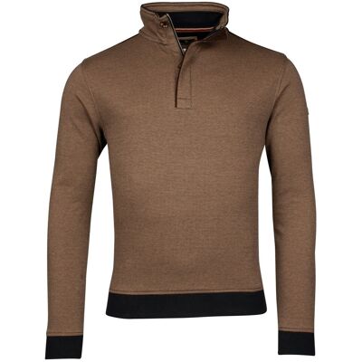 Baileys Trui Half Zip 2-Tone Jacquard Interlock Doubleface Sweat Donker Zand / male Baileys Trui Half Zip 2-Tone Jacquard Interlock Doubleface Sweat Donker Zand / male
