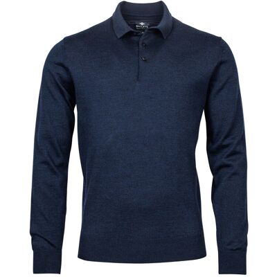 Baileys Trui Merino Pullover Polo Collar Buttons Single Knit Deep Denim Blue / male Baileys Trui Merino Pullover Polo Collar Buttons Single Knit Deep Denim Blue / male