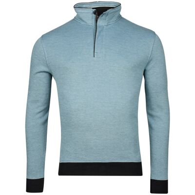 Baileys Trui Sweatshirt Half Zip Oxford Doubleface Jacquard Interlock Steel Blue / male Baileys Trui Sweatshirt Half Zip Oxford Doubleface Jacquard Interlock Steel Blue / male