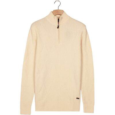 Baileys Trui Half Zip Extra Long Sleeve Front Argyle Jacquard Knit Wit / male Baileys Trui Half Zip Extra Long Sleeve Front Argyle Jacquard Knit Wit / male