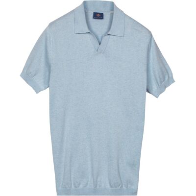 Baileys Polo Knitted Short Sleeve No-Button Collar Soft Blue / male Baileys Polo Knitted Short Sleeve No-Button Collar Soft Blue / male