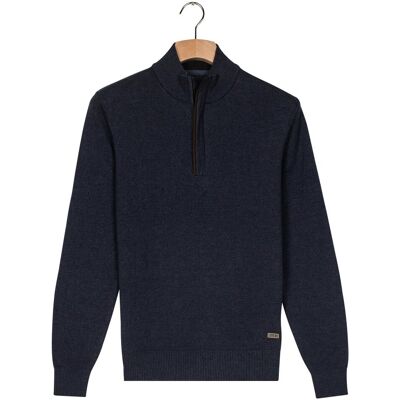 Baileys Trui Cotton Half Zip Allover Two-Tone Dark Denim Blue / male Baileys Trui Cotton Half Zip Allover Two-Tone Dark Denim Blue / male