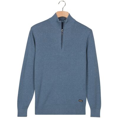 Baileys Trui Half Zip Allover Two-Tone Fine Texture Mid Denim Blue / male Baileys Trui Half Zip Allover Two-Tone Fine Texture Mid Denim Blue / male