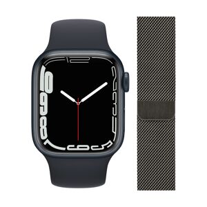 Apple Watch Series 7 41mm Middernacht Bandje + Polsband Milanees Grafiet