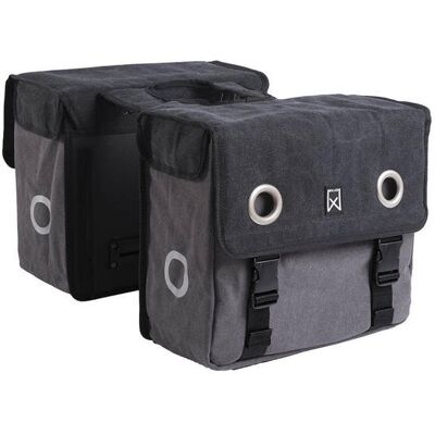 Willex Dubbele fietstas Canvas Tas 30L Zwart/grijs Willex Dubbele fietstas Canvas Tas 30L Zwart/grijs