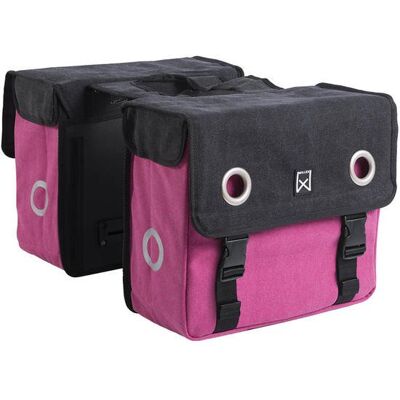 Willex Dubbele Fietstas Canvas 30L Zwart/Roze Willex Dubbele Fietstas Canvas 30L Zwart/Roze