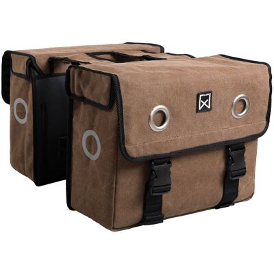 Willex Dubbele fietstas Canvas Tas 46L Bruin Willex Dubbele fietstas Canvas Tas 46L Bruin
