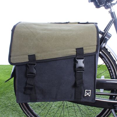 Willex Dubbele fietstas Canvas Tas 101 38L Groen/Zwart Willex Dubbele fietstas Canvas Tas 101 38L Groen/Zwart