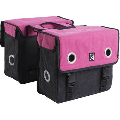 Willex Dubbele fietstas Canvas Tas 30L Roze/zwart Willex Dubbele fietstas Canvas Tas 30L Roze/zwart