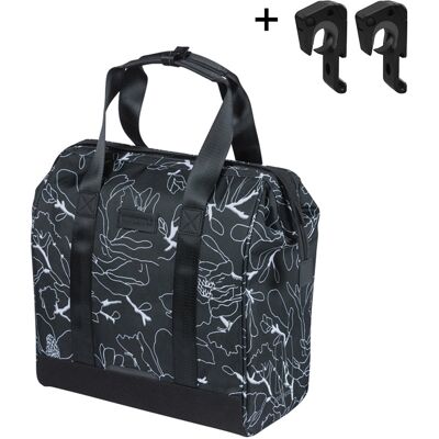 Basil Grand Flower Fietsshopper MIK Hooks 23L Zwart Basil Grand Flower Fietsshopper MIK Hooks 23L Zwart