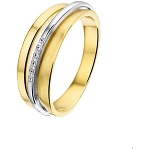Quickjewels Huiscollectie Goud ring diamant 0.03ct h si 14K bicolor goud geel/wit 4207422 Quickjewels Huiscollectie Goud ring diamant 0.03ct h si 14K bicolor goud geel/wit 4207422