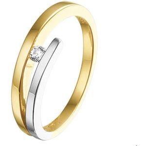 Quickjewels Huiscollectie Goud ring diamant 0.05ct h si 14K bicolor goud geel/wit 4207792 Quickjewels Huiscollectie Goud ring diamant 0.05ct h si 14K bicolor goud geel/wit 4207792