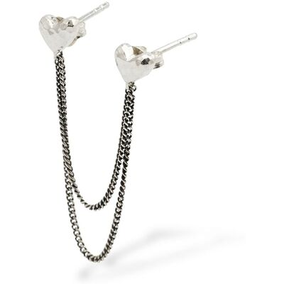 BUDDHA TO BUDDHA Heart Double Chain - Oorbel - 914 one BUDDHA TO BUDDHA Heart Double Chain - Oorbel - 914 one