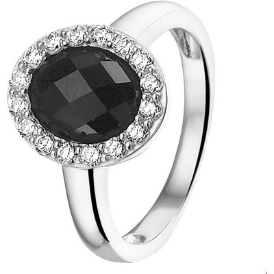 Quickjewels Huiscollectie Zilver ring onyx en zirkonia zilver gerhodineerd 1317037 Quickjewels Huiscollectie Zilver ring onyx en zirkonia zilver gerhodineerd 1317037