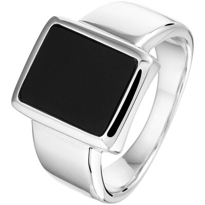 Quickjewels Huiscollectie Zilver zegelring onyx 12 x 10mm zilver gerhodineerd 1332897 Quickjewels Huiscollectie Zilver zegelring onyx 12 x 10mm zilver gerhodineerd 1332897