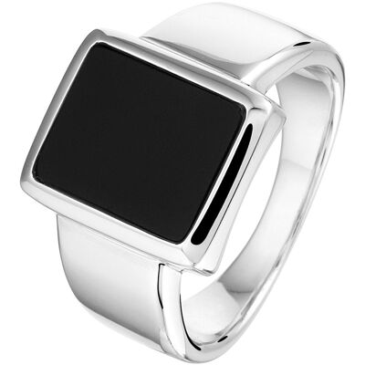Quickjewels Huiscollectie Zilver zegelring onyx 12 x 10mm zilver gerhodineerd 1332898 Quickjewels Huiscollectie Zilver zegelring onyx 12 x 10mm zilver gerhodineerd 1332898