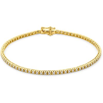 Quickjewels Huiscollectie Zilver zilver verguld (geel) tennisarmband lab grown diamant 1.00ct f vs 2,1 mm 17,5 cm 3 micron 2104304 Quickjewels Huiscollectie Zilver zilver verguld (geel) tennisarmband lab grown diamant 1.00ct f vs 2,1 mm 17,5 cm 3 micron 2104304