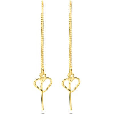 Quickjewels Huiscollectie Zilver zilver verguld (geel) doortrekoorbellen hart 90 mm 1 micron 2104338 Quickjewels Huiscollectie Zilver zilver verguld (geel) doortrekoorbellen hart 90 mm 1 micron 2104338