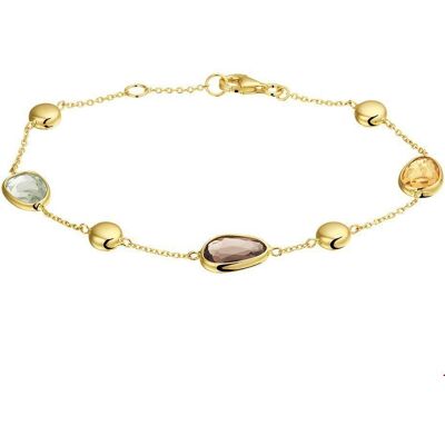Quickjewels Huiscollectie Goud armband rookkwarts, citrien en amethist 17,5 ��� 19 cm 14K geelgoud 4019340 Quickjewels Huiscollectie Goud armband rookkwarts, citrien en amethist 17,5 ��� 19 cm 14K geelgoud 4019340