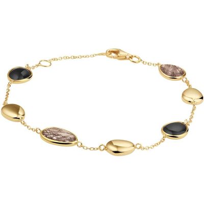 Quickjewels Huiscollectie Goud armband zwart rutiel en onyx 17 - 19 cm 14K geelgoud 4023146 Quickjewels Huiscollectie Goud armband zwart rutiel en onyx 17 - 19 cm 14K geelgoud 4023146
