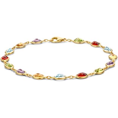 Quickjewels Huiscollectie Goud armband natuurlijke kleurstenen 18,5 cm 14K geelgoud 4024503 Quickjewels Huiscollectie Goud armband natuurlijke kleurstenen 18,5 cm 14K geelgoud 4024503