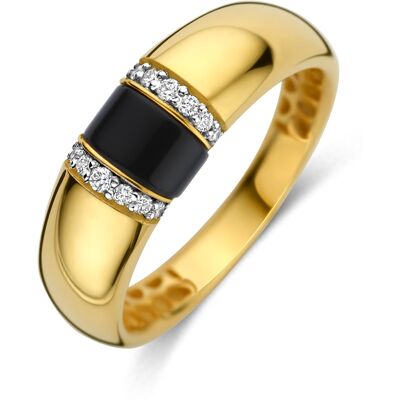 Quickjewels Huiscollectie Goud 14K geelgoud ring onyx diamant 0.10ct h si 4035201 17.75 Quickjewels Huiscollectie Goud 14K geelgoud ring onyx diamant 0.10ct h si 4035201 17.75