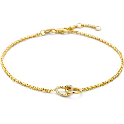 Quickjewels Huiscollectie Goud 14K geelgoud armband rondje en hartje lab grown diamant 0.09ct g vs 17 - 18 - 19 cm 4035578 Quickjewels Huiscollectie Goud 14K geelgoud armband rondje en hartje lab grown diamant 0.09ct g vs 17 - 18 - 19 cm 4035578