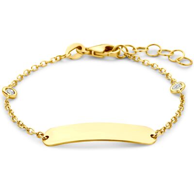 Quickjewels Huiscollectie Goud 14K geelgoud graveerarmband lab grown diamant 0.10ct f vs 11 + 2 cm 4035998 Quickjewels Huiscollectie Goud 14K geelgoud graveerarmband lab grown diamant 0.10ct f vs 11 + 2 cm 4035998