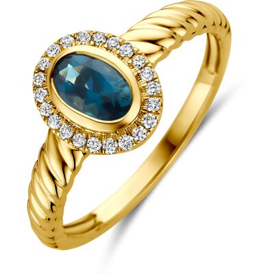 Quickjewels Huiscollectie Goud 14K geelgoud ring london blue topaas en lab grown diamant 0.10ct f vs 4036159 17.25 Quickjewels Huiscollectie Goud 14K geelgoud ring london blue topaas en lab grown diamant 0.10ct f vs 4036159 17.25