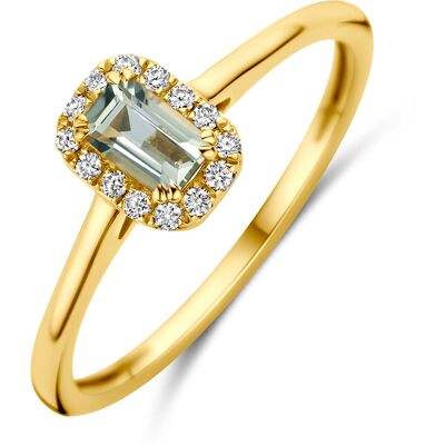 Quickjewels Huiscollectie Goud 14K geelgoud ring groen amethist en lab grown diamant 0.08ct f vs 4036178 16.50 Quickjewels Huiscollectie Goud 14K geelgoud ring groen amethist en lab grown diamant 0.08ct f vs 4036178 16.50