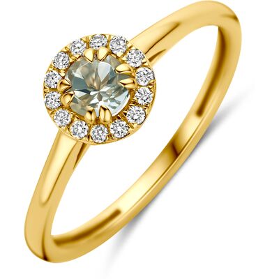 Quickjewels Huiscollectie Goud 14K geelgoud ring groen amethist en lab grown diamant 0.08ct f vs 4036198 17.75 Quickjewels Huiscollectie Goud 14K geelgoud ring groen amethist en lab grown diamant 0.08ct f vs 4036198 17.75