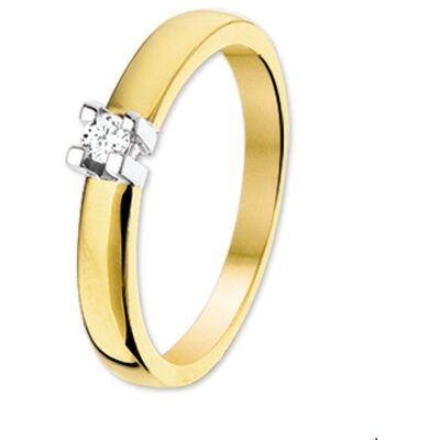Quickjewels Huiscollectie Goud ring diamant 0.10ct h si 14K bicolor goud geel/wit 4204974 Quickjewels Huiscollectie Goud ring diamant 0.10ct h si 14K bicolor goud geel/wit 4204974