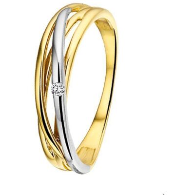 Quickjewels Huiscollectie Goud ring diamant 0.02ct h si 14K bicolor goud geel/wit 4207472 Quickjewels Huiscollectie Goud ring diamant 0.02ct h si 14K bicolor goud geel/wit 4207472