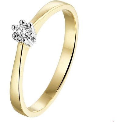 Quickjewels Huiscollectie Goud ring diamant 0.10ct h si 14K bicolor goud geel/wit 4208298 Quickjewels Huiscollectie Goud ring diamant 0.10ct h si 14K bicolor goud geel/wit 4208298