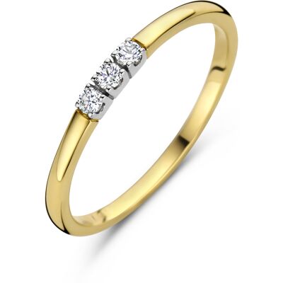 Quickjewels Huiscollectie Goud memoire ring trilogie diamant 0.09ct h si 14K bicolor goud geel/wit 4208922 Quickjewels Huiscollectie Goud memoire ring trilogie diamant 0.09ct h si 14K bicolor goud geel/wit 4208922
