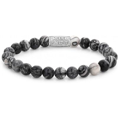 Rebel & Rose Rebel and Rose Armband RR-80032-S-S - Black Wolf - 8MM Rebel & Rose Rebel and Rose Armband RR-80032-S-S - Black Wolf - 8MM