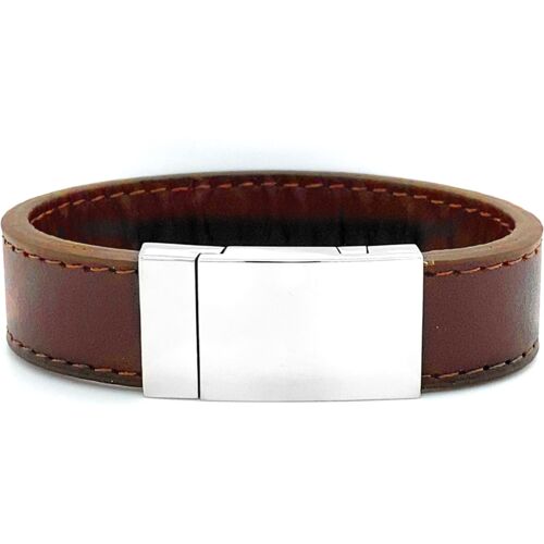 Bruine Leren Armband met Gravure Names4ever Bruin 21 cm male