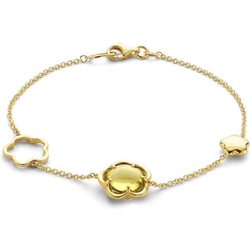 Excellent Jewelry Gouden Armband met Bloemvormen en Edelstenen Goudkleurig female