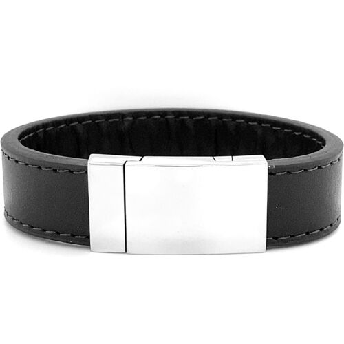 Zwarte Leren Armband met Gravure Names4ever Zwart 21 cm male