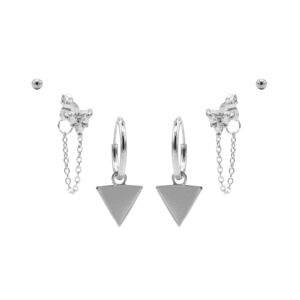 Karma Jewelry – Zesdelige Triple Triangle Earparty Set - Zilver Zilverkleurig female