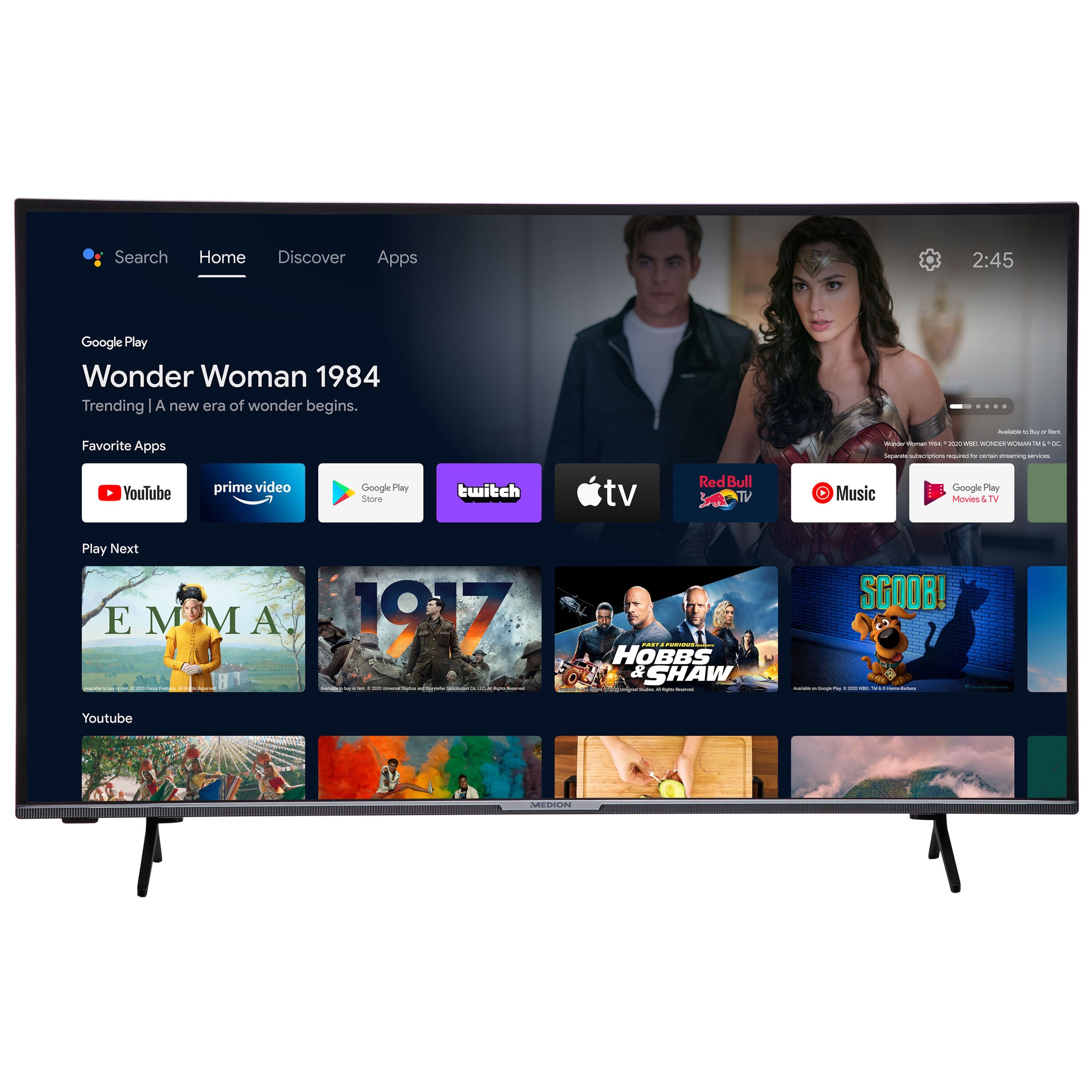 Medion LIFE® X14398 Android TV   108 cm (43'') Ultra HD Smart-TV   HDR   Dolby Vision®   Micro Dimming   PVR ready   Netflix   Amazon Prime Video   Bl