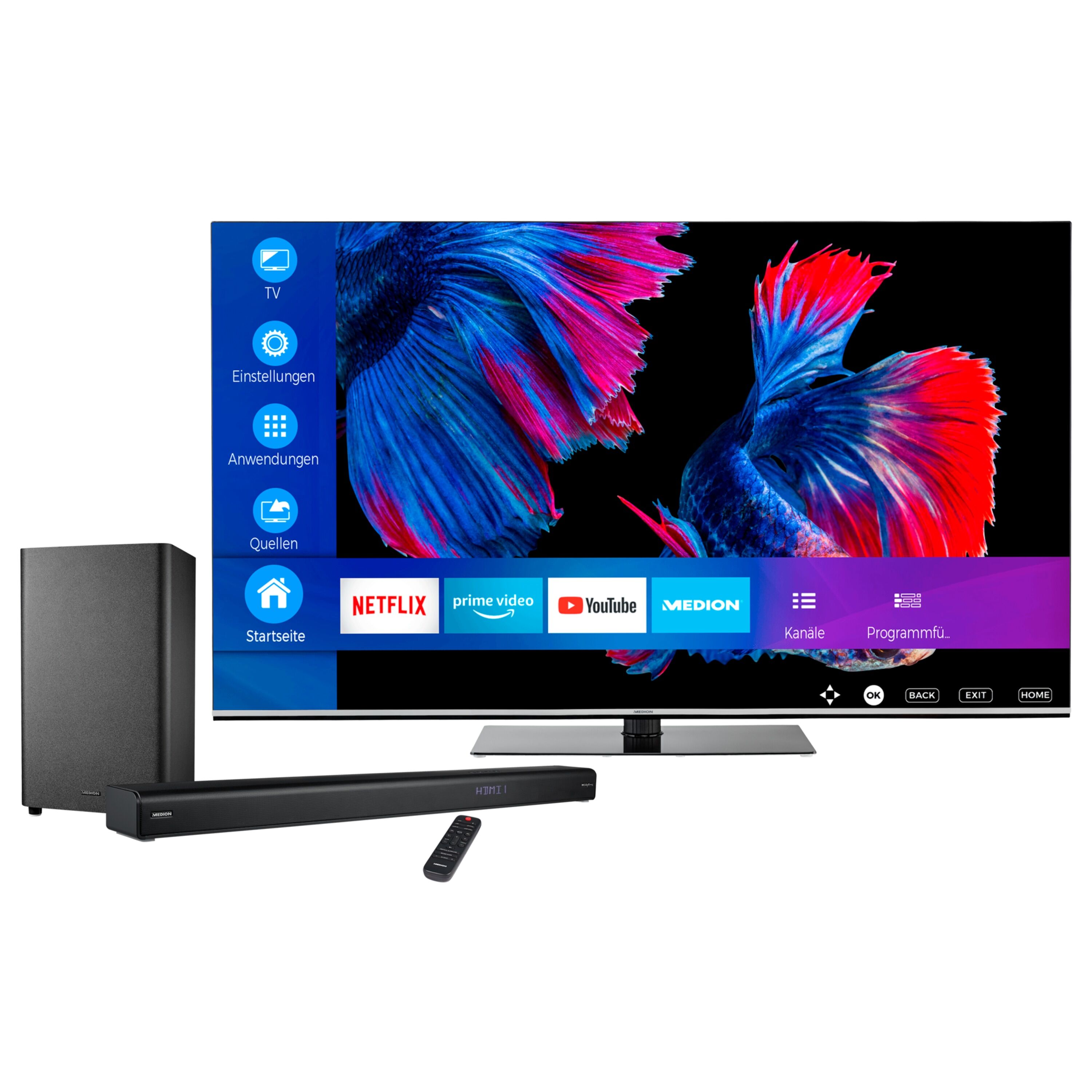 Medion BundelDEAL ! LIFE® X15564 138,8 cm (55 inch) Ultra HD OLED Smart-TV + 3.1.2 Dolby Atmos® Soundbar P64377