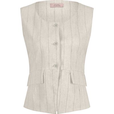 Studio Anneloes Gilet Rebekka Pinstripe Crème dames Creme XL,M,L,S unisex Studio Anneloes Gilet Rebekka Pinstripe Crème dames Creme XL,M,L,S unisex