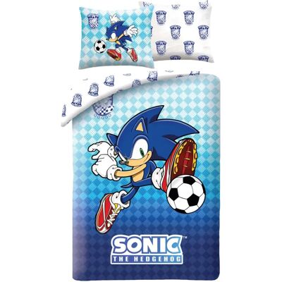 Sonic Dekbedovertrek voetbal 140 x 200 cm Blauw Sonic Dekbedovertrek voetbal 140 x 200 cm Blauw