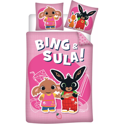 Bing en Sula peuterdekbedovertrek - 100 x 135 cm - Katoen - Roze Roze Bing en Sula peuterdekbedovertrek - 100 x 135 cm - Katoen - Roze Roze