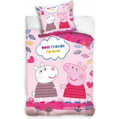 Peppa Pig dekbedovertrek best friends forever 140 x 200 cm - 60x70cm Roze Peppa Pig dekbedovertrek best friends forever 140 x 200 cm - 60x70cm Roze
