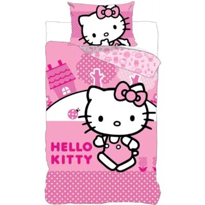 Hello Kitty pink world Dekbedovertrek 140 X 200 cm - 70x90 cm - katoen Roze Hello Kitty pink world Dekbedovertrek 140 X 200 cm - 70x90 cm - katoen Roze